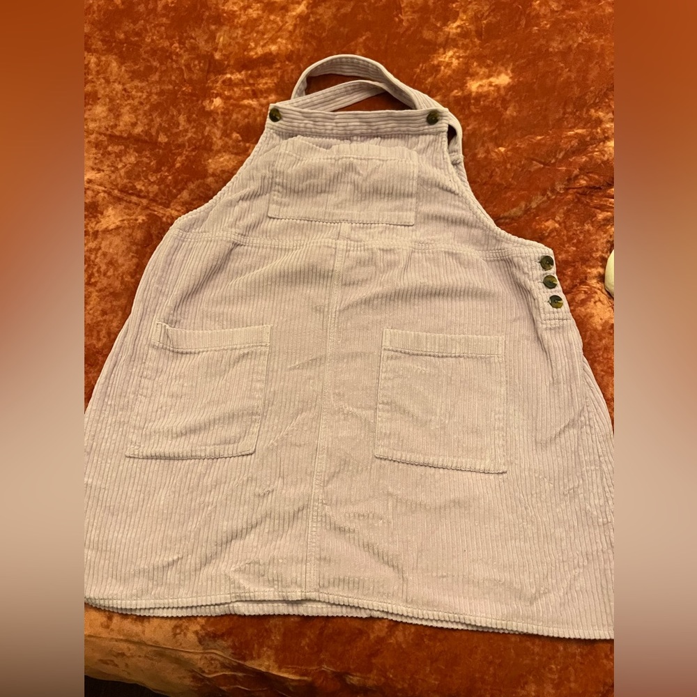 Lavender overall corduroy pinafore dress
